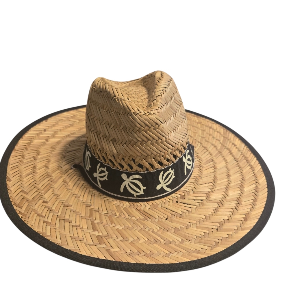 100% Grass Made SunHat with adjustable string and  Turtle Band
